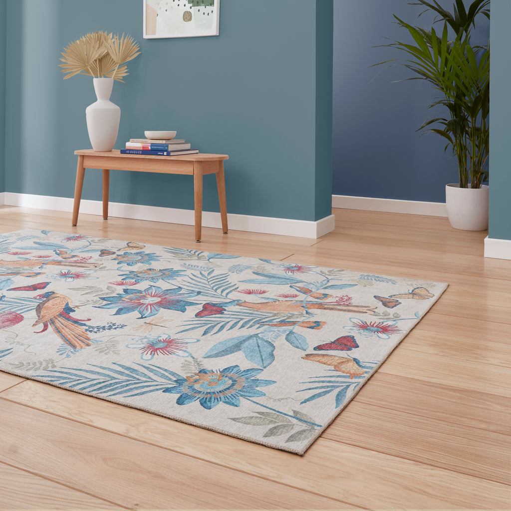 Amya - Tropical Birds - Blue - Catherine Lansfield - Think Rugs