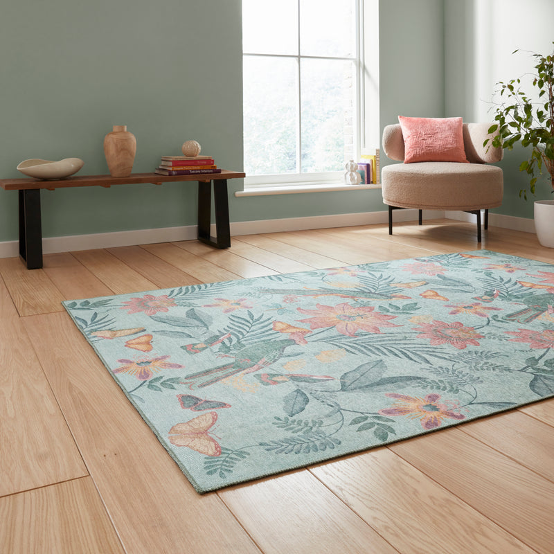 Amya - Tropical birds - Green- Catherine Lansfield - Think Rugs