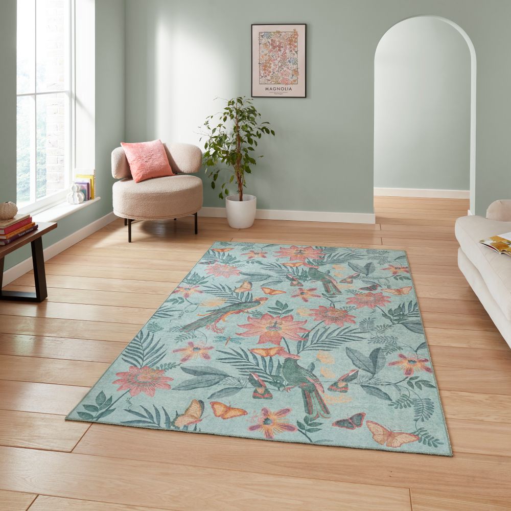 Amya - Tropical birds - Green- Catherine Lansfield - Think Rugs