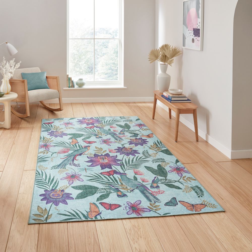 Amya - Tropical Birds - Purple -  Catherine Lansfield - Think Rugs