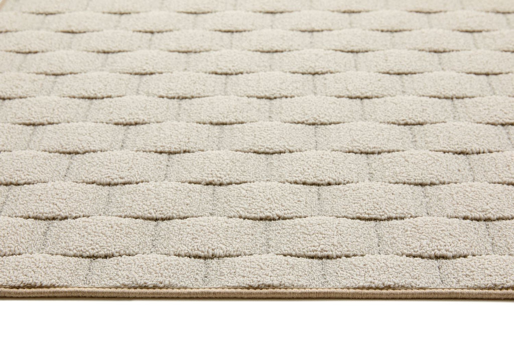 My Sculptured Collection - Textured - Basketweave- Ivory -  Washable-  Phoenox Rugs