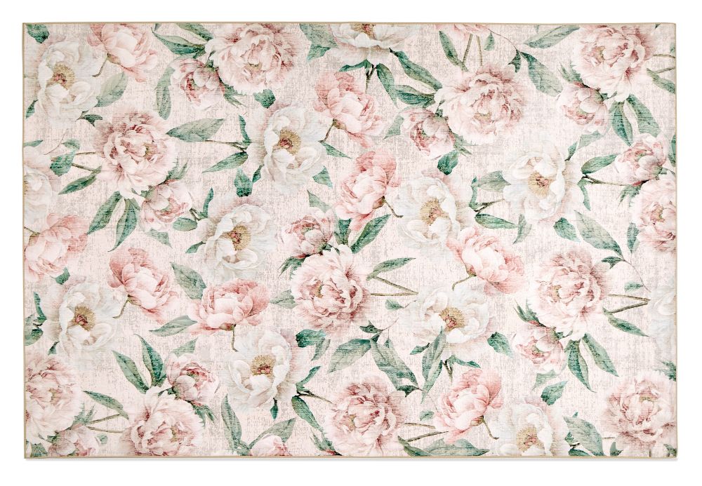 Blooming Peonies - Pink - British Botanicals - Washable - Hug Rug - Rugs