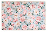 Blooming Peonies - Blue - British Botanicals - Washable - Hug Rug - Rugs