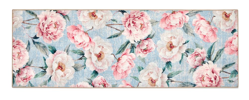 Blooming Peonies - Blue - British Botanicals - Washable - Hug Rug - Rugs