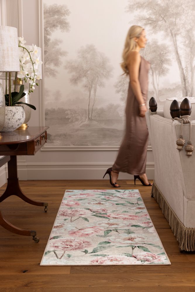 Blooming Peonies - Pink - British Botanicals - Washable - Hug Rug - Rugs