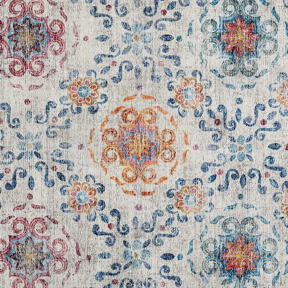 Modern Damask- Modern Contemporary- Washable - Hug Rug - Pheonox Rugs