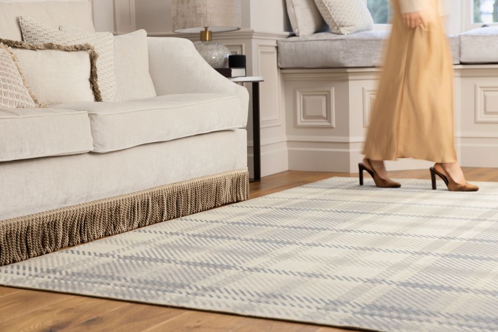 Plaid Neutral -  Modern Contemporary- Washable - Hug Rug - Pheonox Rugs