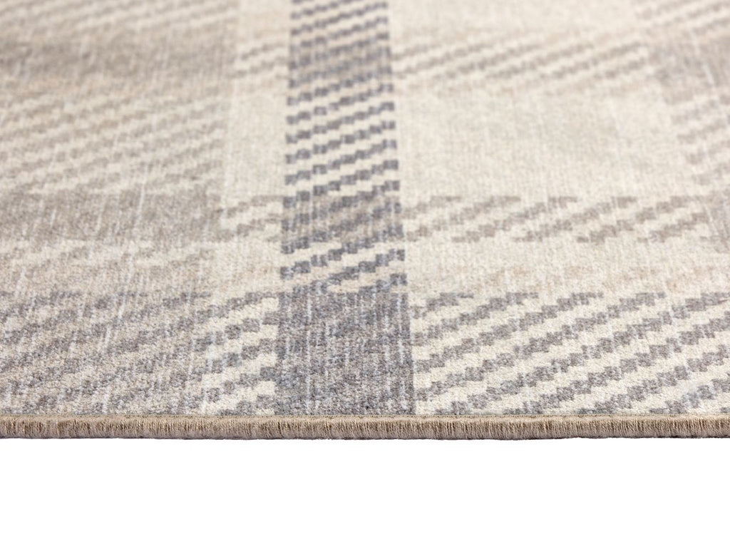 Plaid Neutral -  Modern Contemporary- Washable - Hug Rug - Pheonox Rugs