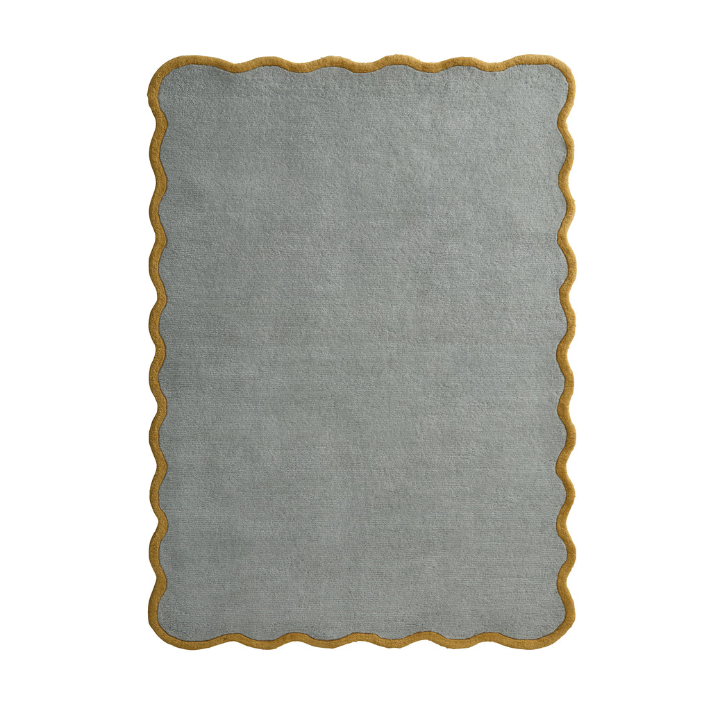 Scalloped Elsie- Duck Egg / Ochre - Phoenox Rugs