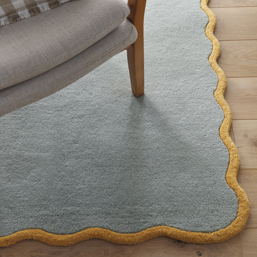 Scalloped Elsie- Duck Egg / Ochre - Phoenox Rugs