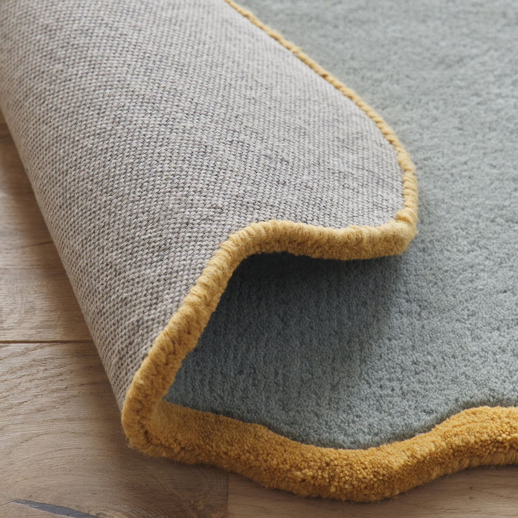 Scalloped Elsie- Duck Egg / Ochre - Phoenox Rugs