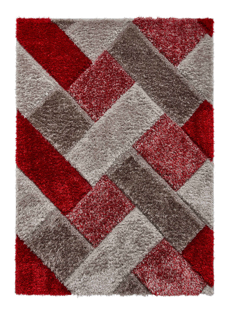 Olympia - 3d shaggy - Grey / Red - 2239