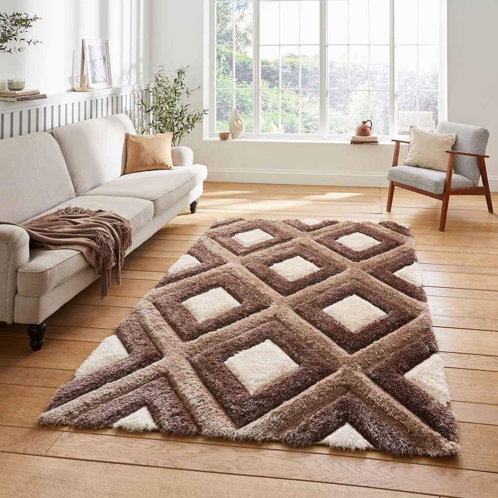 Olympia - 3d shaggy - Beige / Brown  GR224