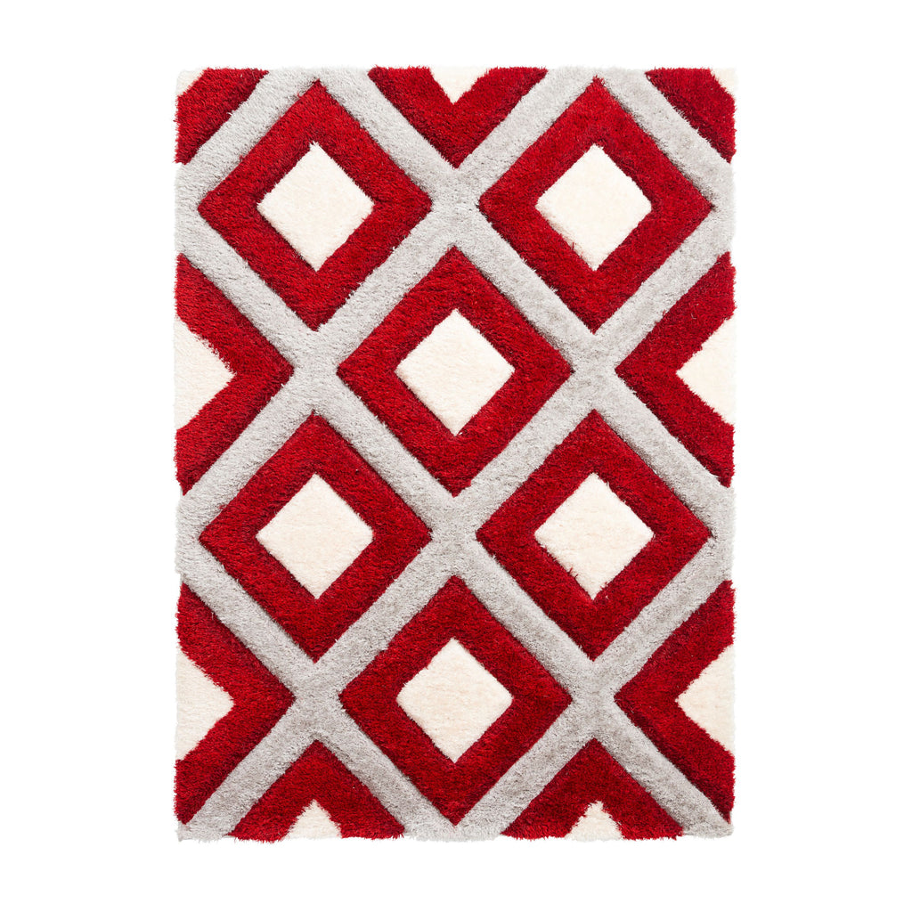 Olympia - 3d shaggy - Grey / Red GR224