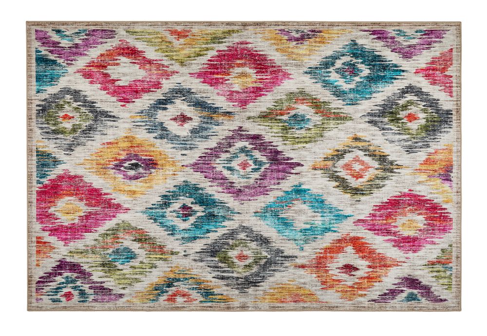 Painted Ikat- Modern Contemporary- Washable - Hug Rug - Pheonox Rugs