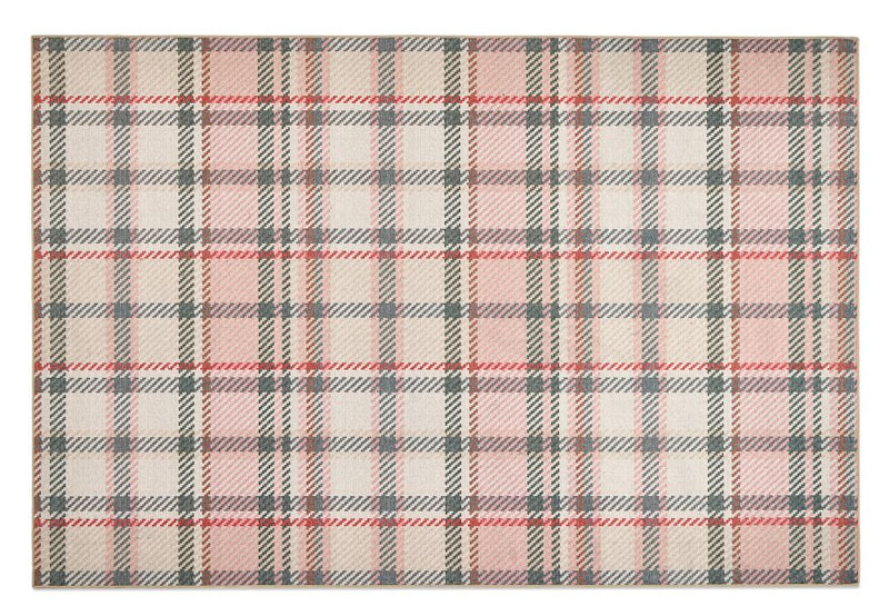 Plaid Pink -  Modern Contemporary- Washable - Hug Rug - Pheonox Rugs