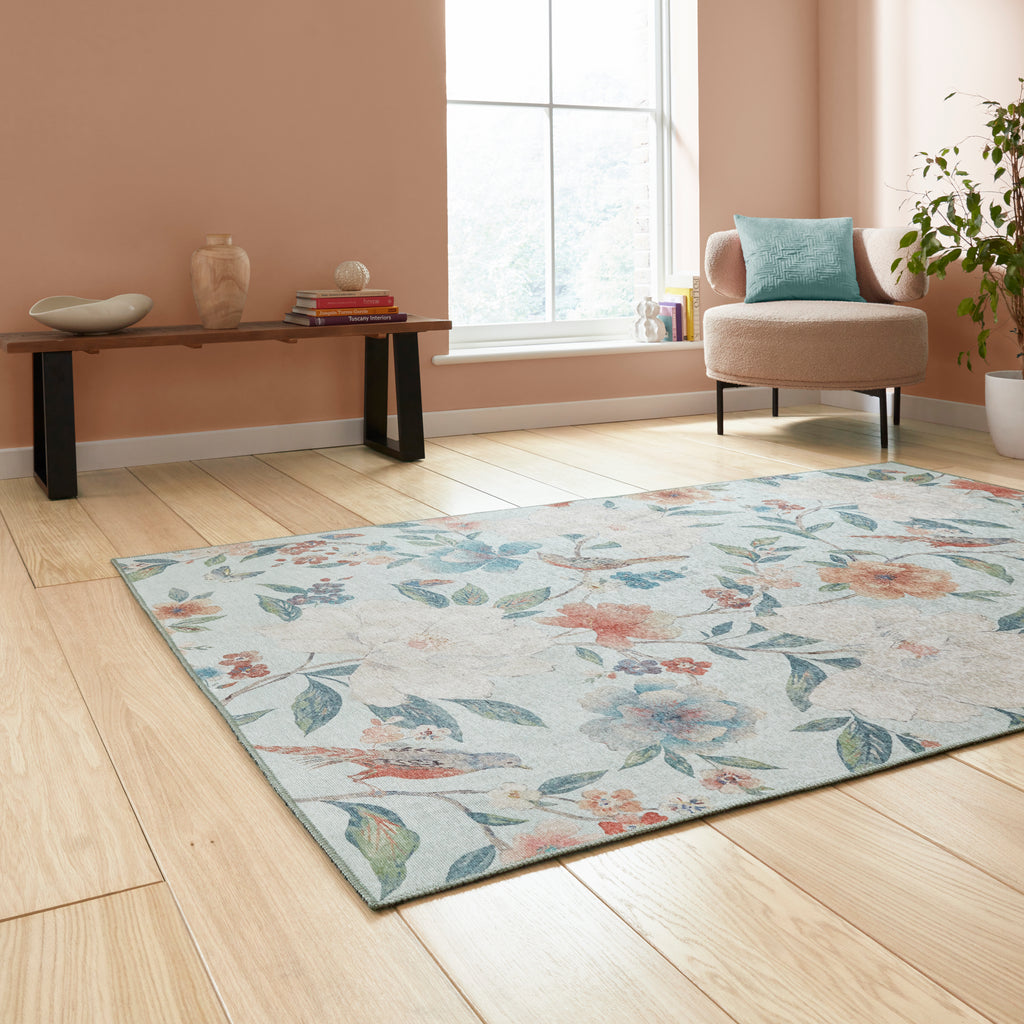 Pippa - Floral Birds - Blue - Catherine Lansfield - Think Rugs