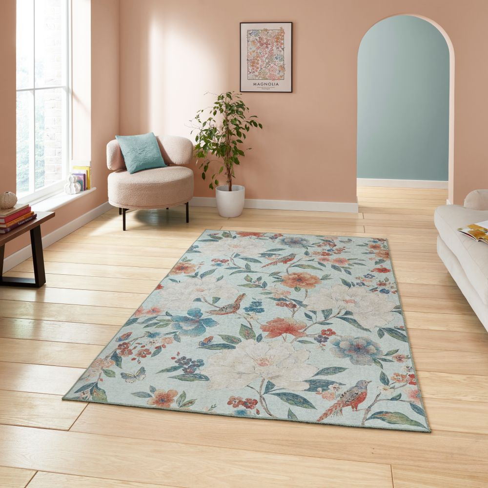 Pippa - Floral Birds - Blue - Catherine Lansfield - Think Rugs