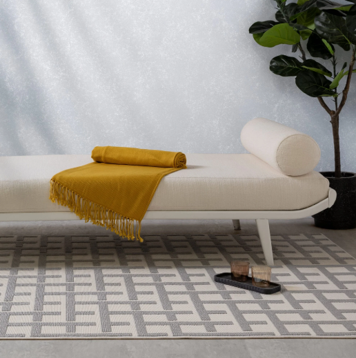 Antibes - Indoor / Outdoor - AN03 - White / Grey Grid- Asiatic London