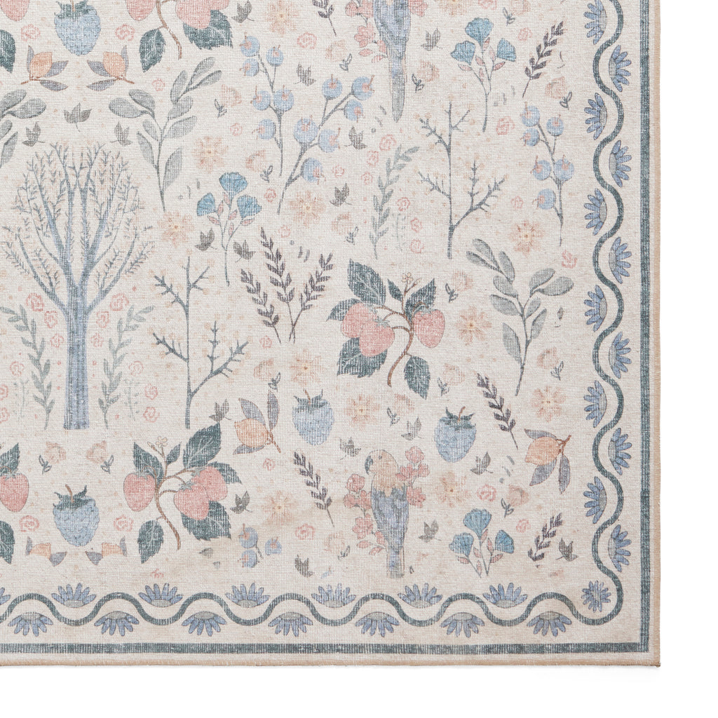 Versailles - H1373- Beige / Blue - Washable - Think Rugs