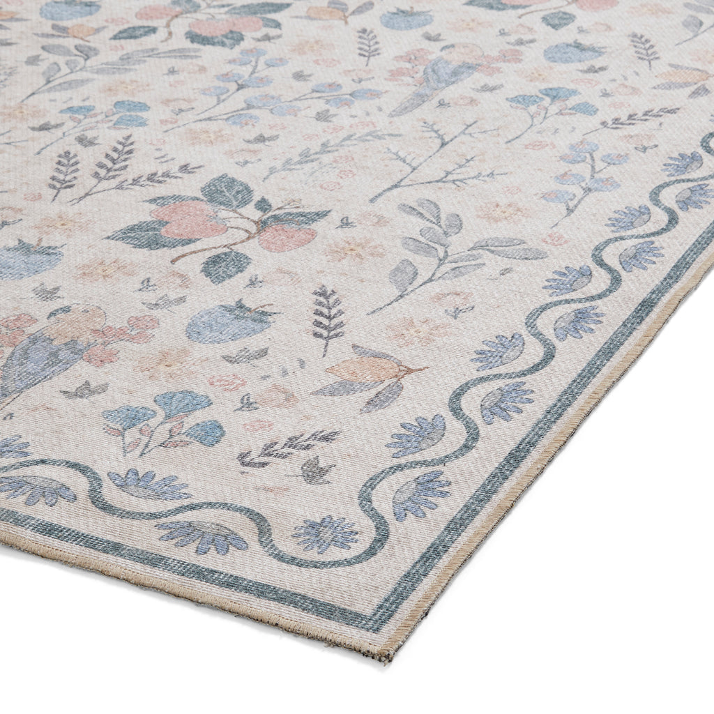 Versailles - H1373- Beige / Blue - Washable - Think Rugs