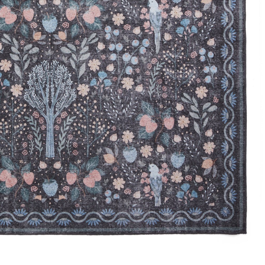 Versailles - H1373-Black / Blue  - Washable - Think Rugs