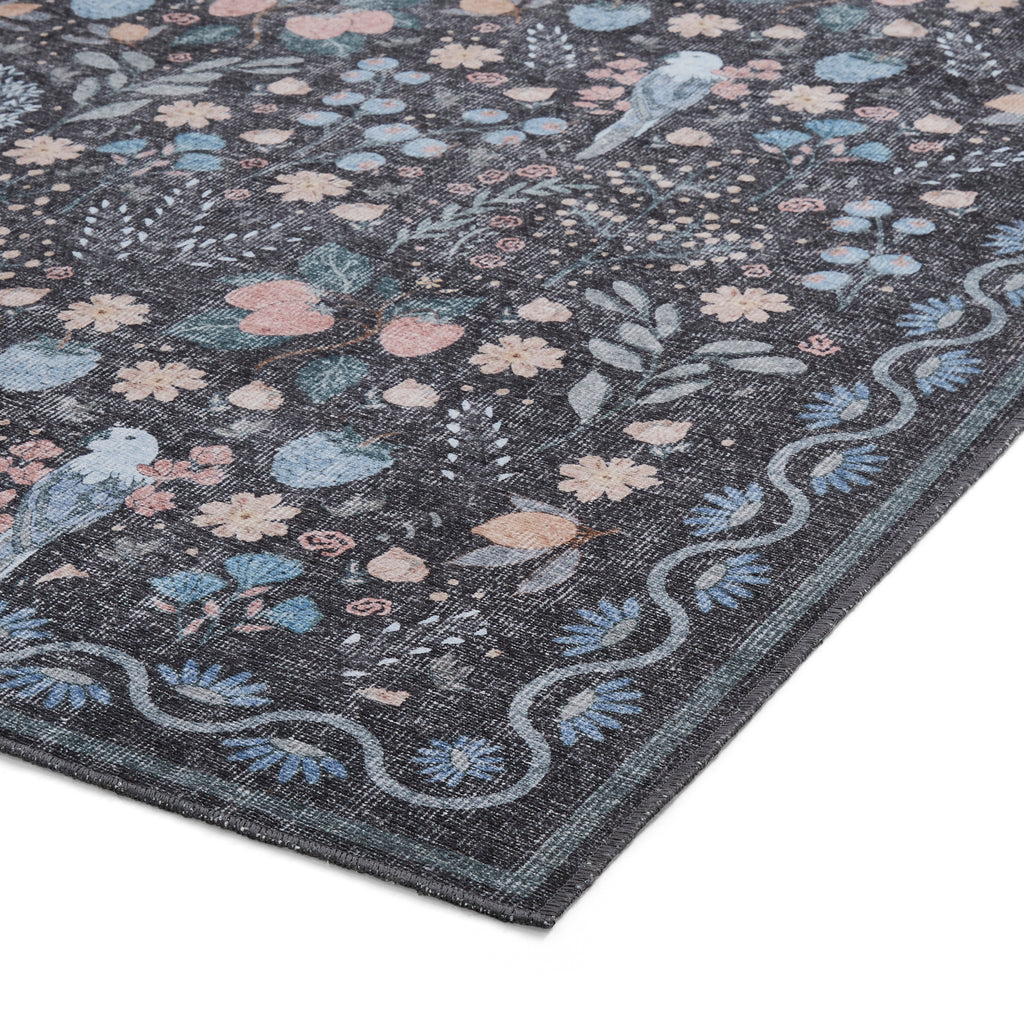 Versailles - H1373-Black / Blue  - Washable - Think Rugs