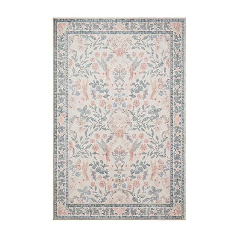 Versailles - H1423 - Beige /  Blue   - Washable - Think Rugs