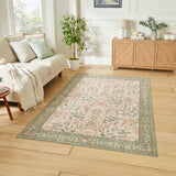 Versailles - H1423 - Beige /  Green   - Washable - Think Rugs