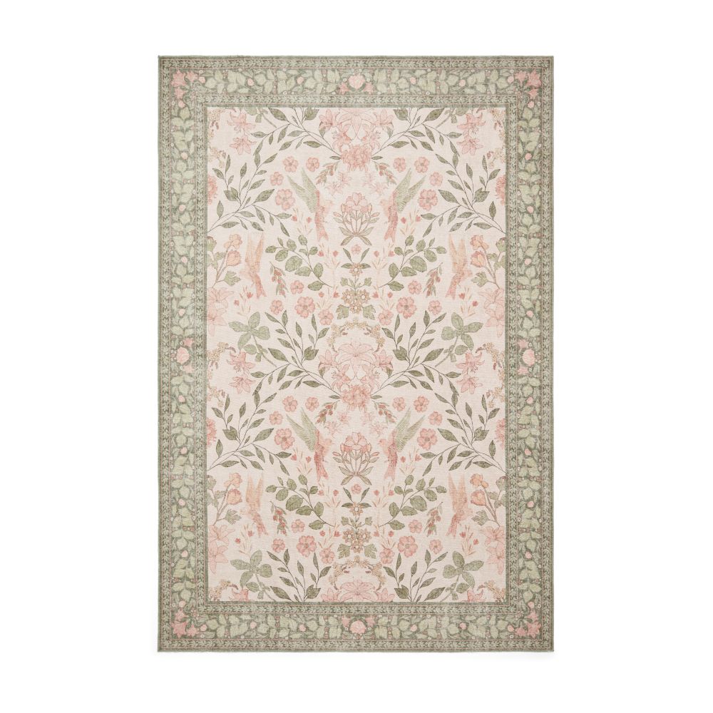 Versailles - H1423 - Beige /  Green   - Washable - Think Rugs