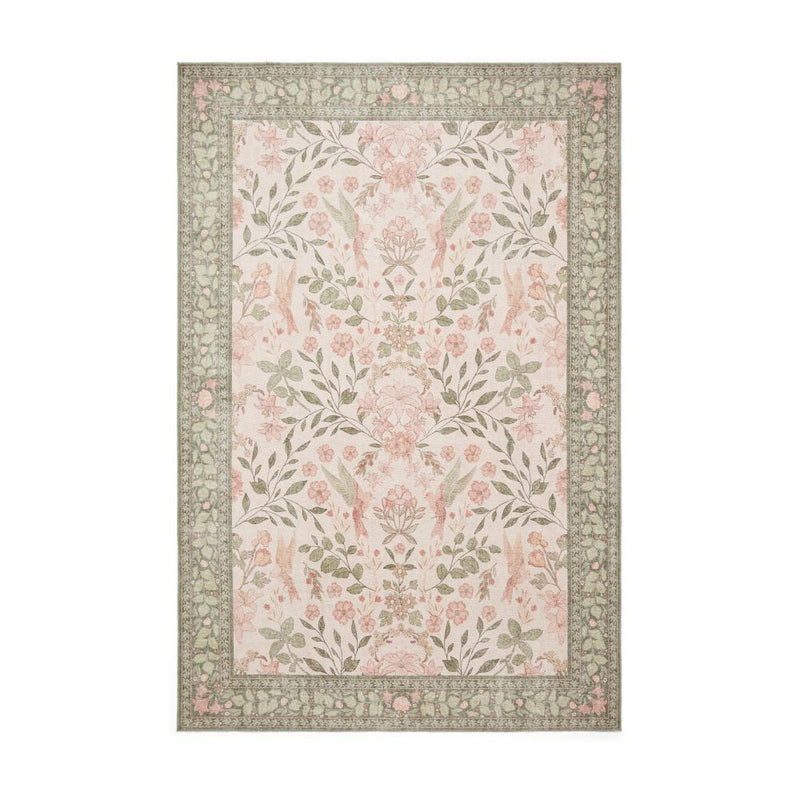 Versailles - H1423 - Beige /  Green   - Washable - Think Rugs