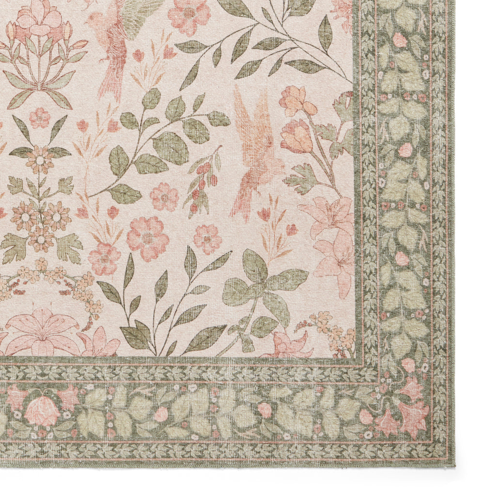 Versailles - H1423 - Beige /  Green   - Washable - Think Rugs