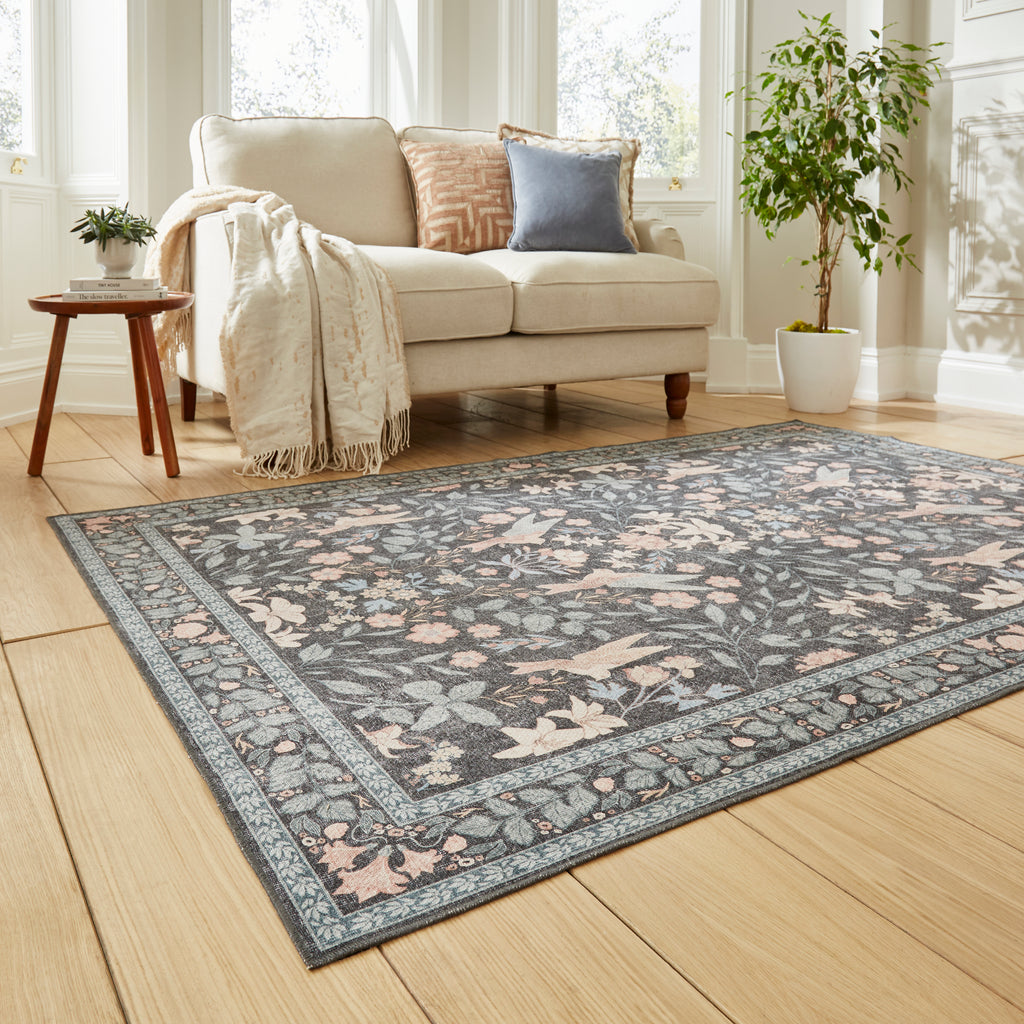 Versailles - H1423 - Dark Blue  - Washable - Think Rugs