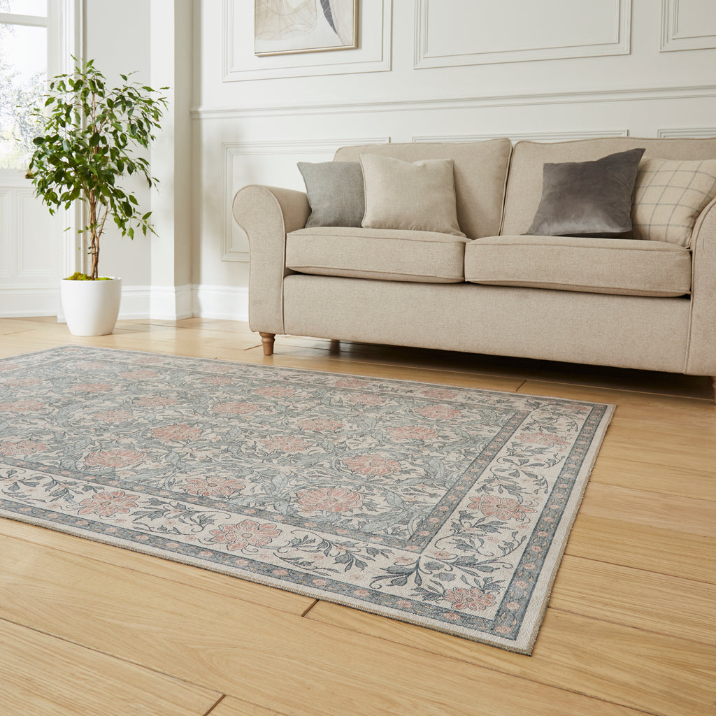 Versailles - H1424 -Beige / Blue  - Washable - Think Rugs