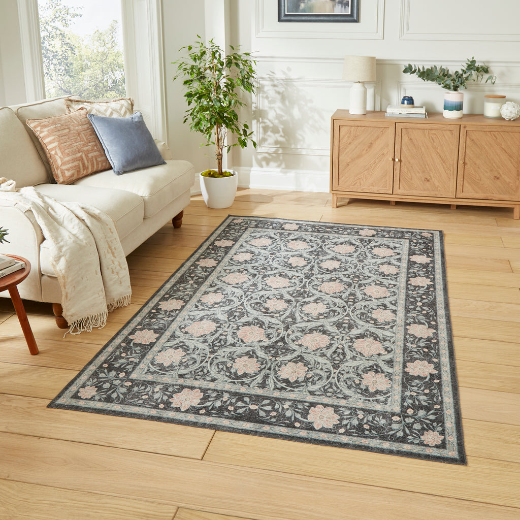 Versailles - H1424 - Dark Blue  - Washable - Think Rugs