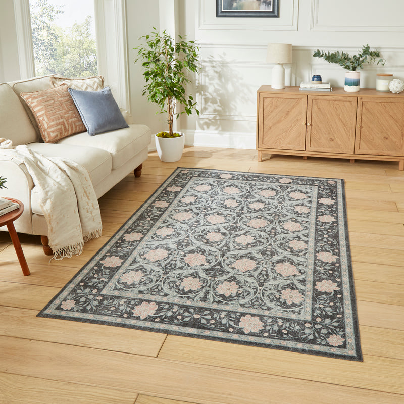 Versailles - H1424 - Dark Blue  - Washable - Think Rugs