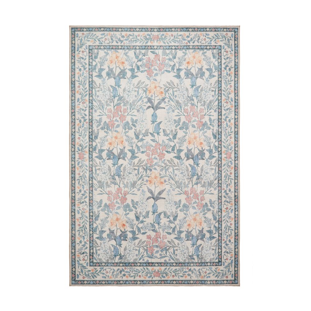 Versailles - H1425 - Beige / Blue   - Washable - Think Rugs