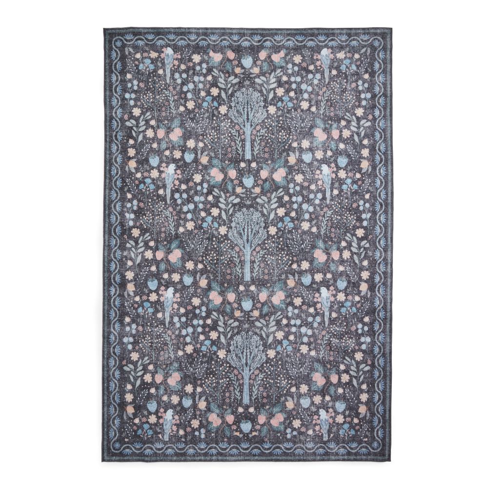 Versailles - H1373-Black / Blue  - Washable - Think Rugs
