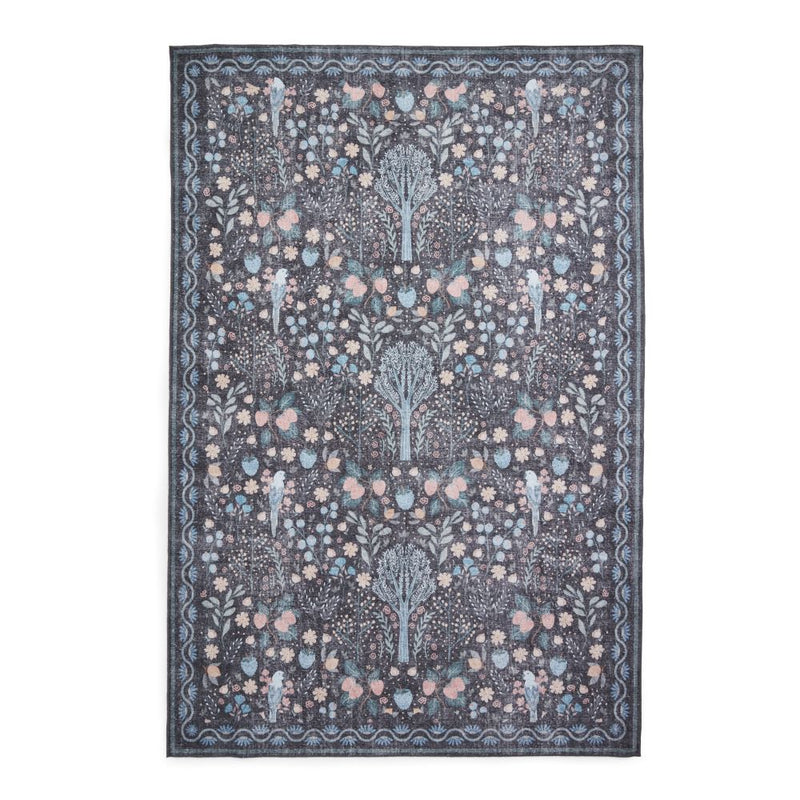 Versailles - H1373-Black / Blue  - Washable - Think Rugs