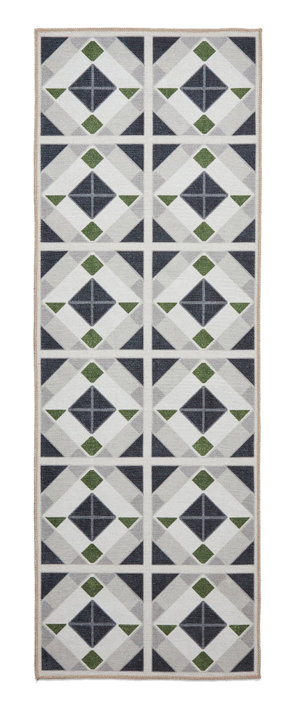 Victoria - Washable - Grey / Green- H1190