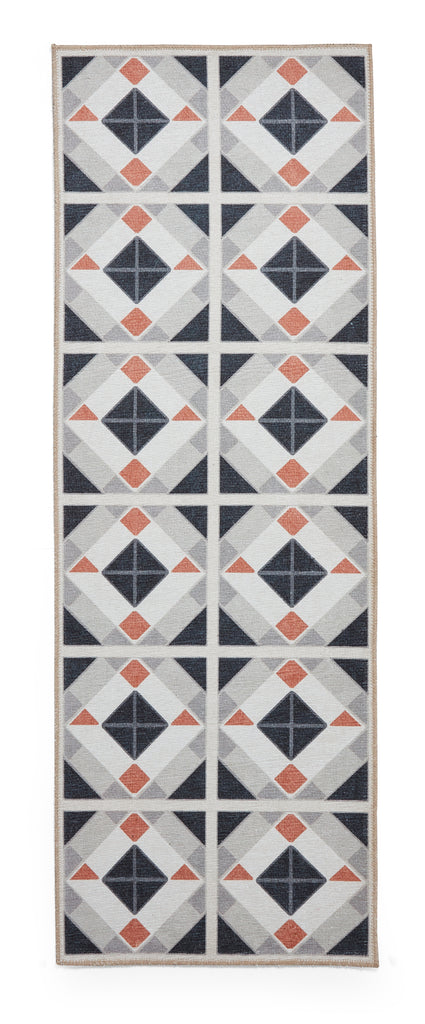 Victoria - Washable - Grey / Orange- H1190