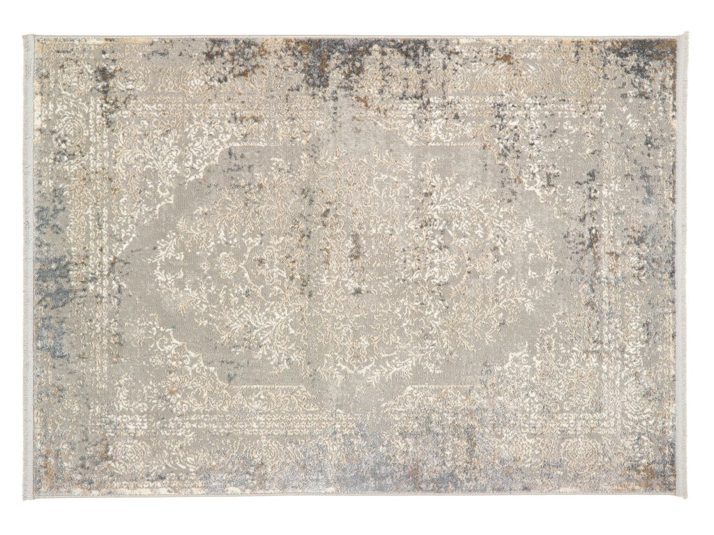 Aura- Vintage Medallion (with fringe)  - Blue / Grey-  Origins - Phoenox Rugs