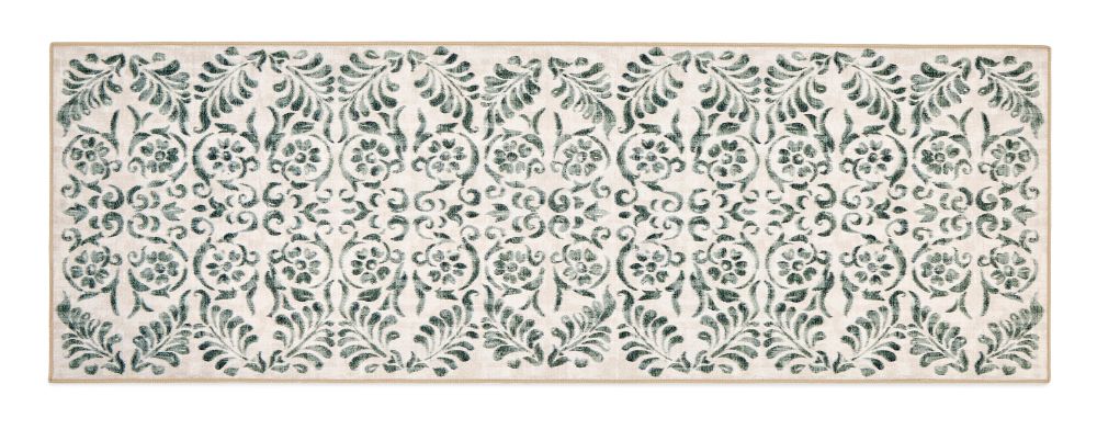 Vintage Scroll - Green- Elegant Affair - Washable - Hug Rug - Pheonox Rugs
