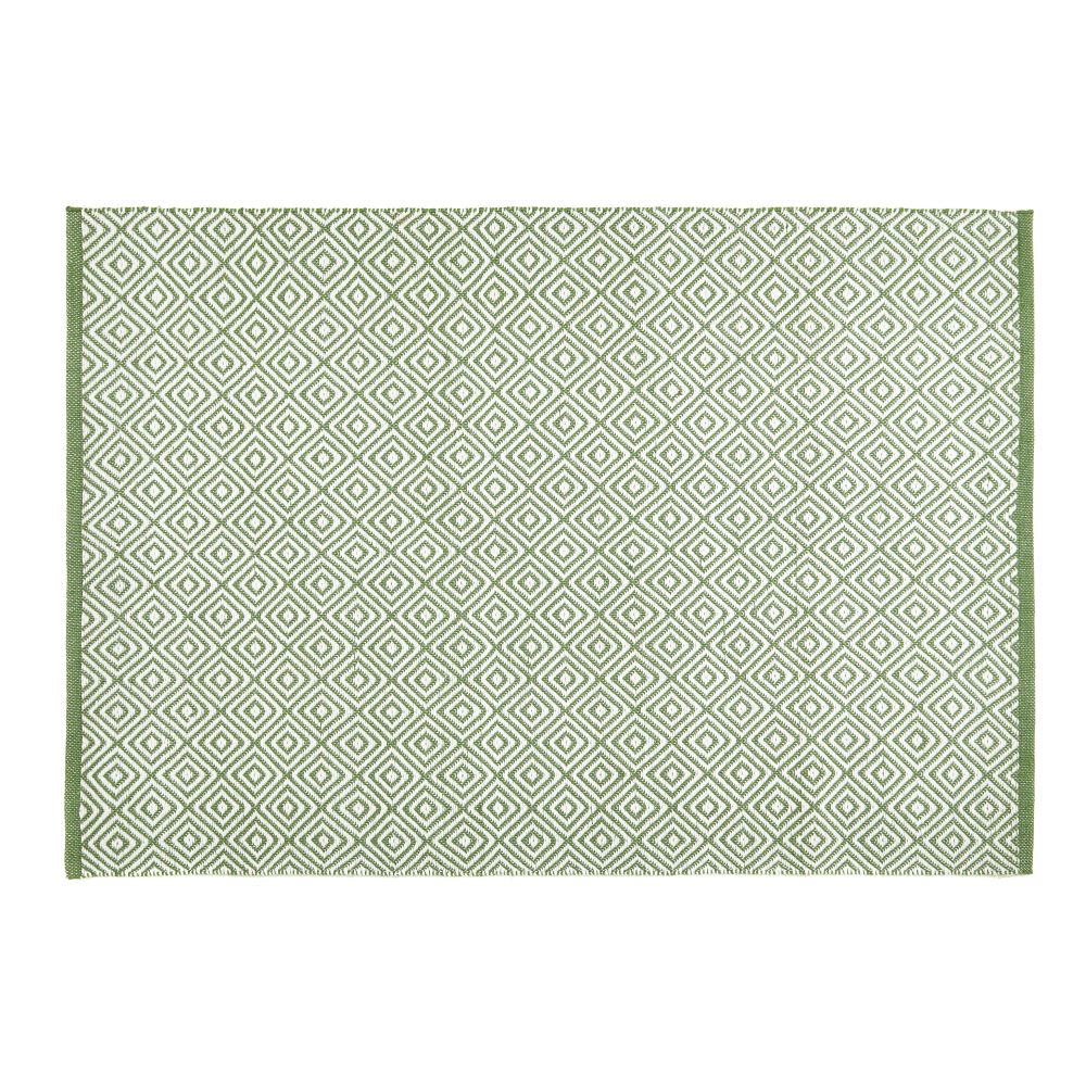 Hug Rug Woven- Diamond- Dark Green - Washable- Phoenox Rugs