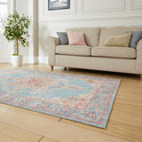 Zahra - Washable - S0063 - Blue / Beige - Think Rugs