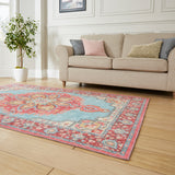 Zahra - Washable - S0063 - Blue / Red - Think Rugs