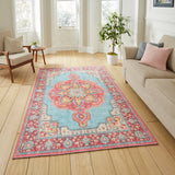 Zahra - Washable - S0063 - Blue / Red - Think Rugs