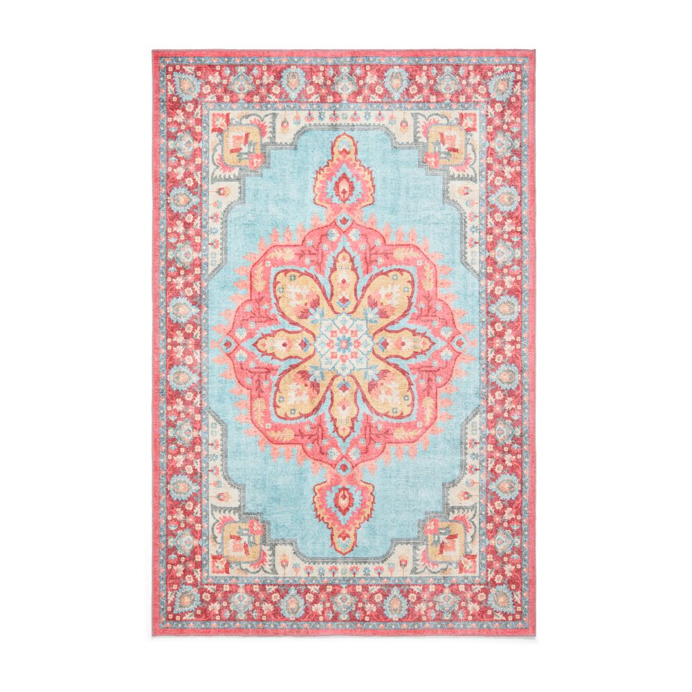 Zahra - Washable - S0063 - Blue / Red - Think Rugs