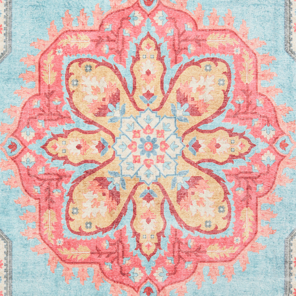 Zahra - Washable - S0063 - Blue / Red - Think Rugs