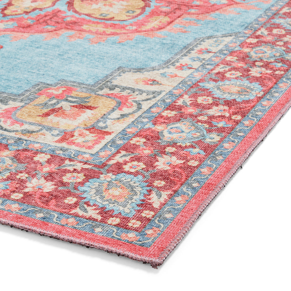 Zahra - Washable - S0063 - Blue / Red - Think Rugs